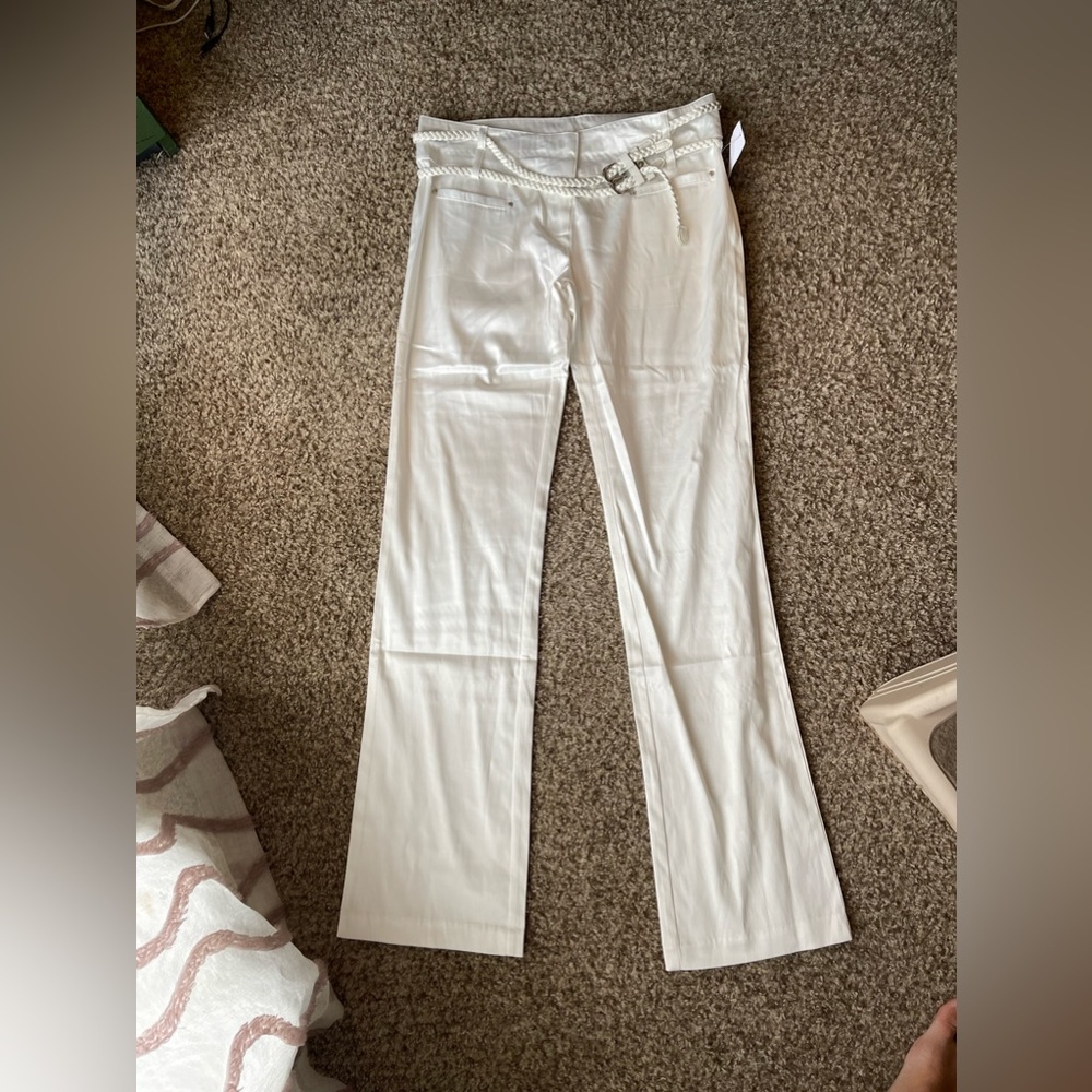White satin slacks